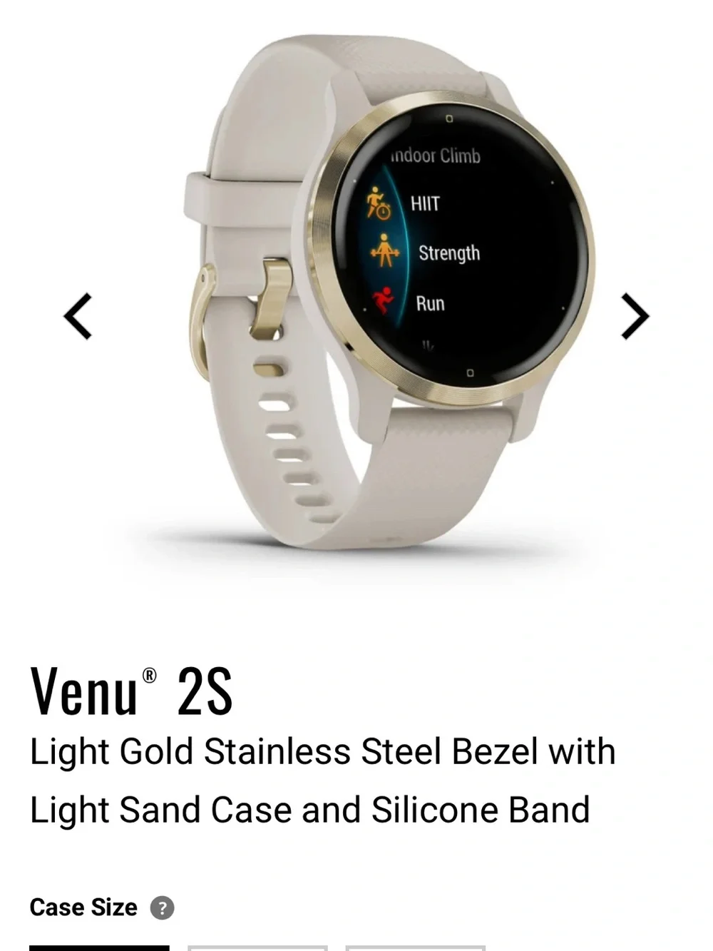 Garmin Venu 2S women’s Smartwatch - Light Sand Band with Light Gold Bezel 40mm